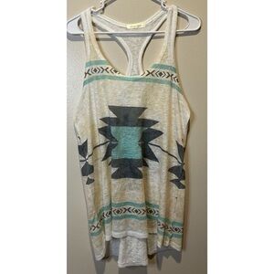 Luna Chic Women’s Aztec Tribal Print Tank‎ Top Size Medium
